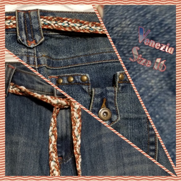 Venezia Denim - Venezia Jeans Size 16 Braided Belt Embellishments